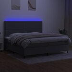 vidaXL Sommier à lattes de lit et matelas et LED Gris foncé 200x200 cm