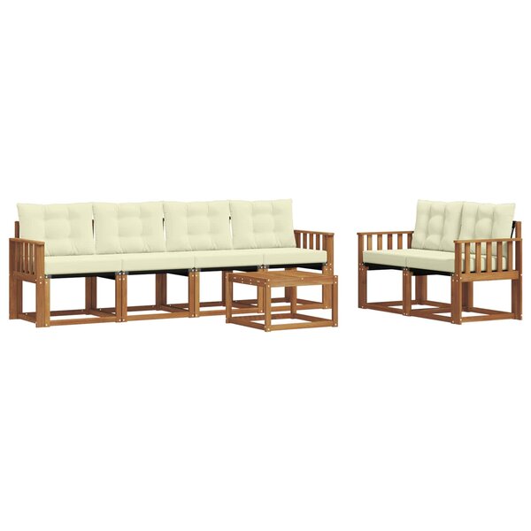 vidaXL Ensemble de canapés d'extérieur 7 pc Naturel et Crème
