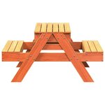vidaXL Table de pique-nique avec bac à sable pour enfants marron cire