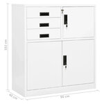 Armoire de bureau blanche 90 x 40 x 102 cm avec étagère réglable et 3 tiroirs design moderne en acier blanc 02_0046903