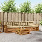 vidaXL Ensemble de canapés d'extérieur 5 pc Naturel et Beige