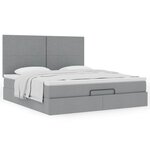 VidaXL Cadre de lit ottoman et matelas gris clair 180x200 cm tissu