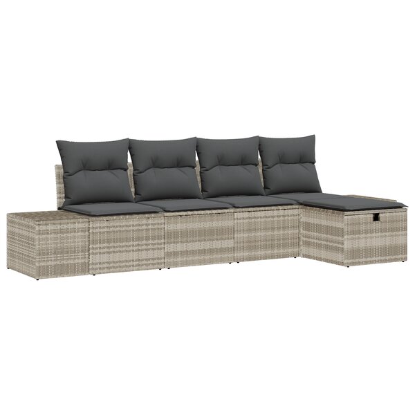 vidaXL Ensemble de canapé de jardin 5 pièces avec coussins Gris clair Rattan poly