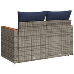 vidaXL Canapé de jardin 2 places avec coussins gris résine tressée