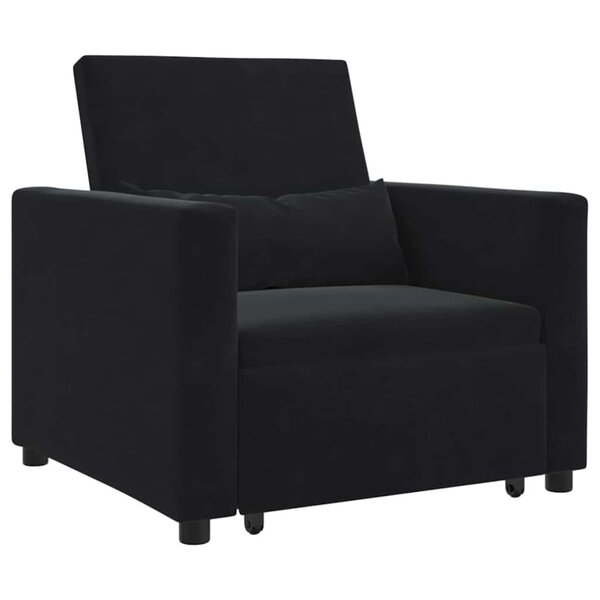 vidaXL Canapé Lit Simple Noir 90 x 165 x 87 cm Velours