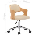 vidaXL Chaise pivotante de bureau Crème Bois courbé et similicuir