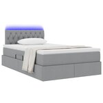 vidaXL Lit de rangement LED avec matelas Gris clair 120 x 200 cm Tissu