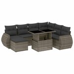 vidaXL Salon de jardin 8 Pièces avec coussins gris résine tressée