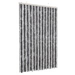 vidaXL Rideau anti-mouches gris et noir 118x220 cm chenille