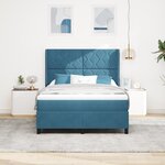 vidaXL Lit avec sommier et matelas & LED bleu foncé 140x190 cm en velours