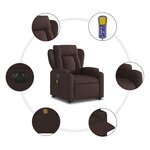 vidaXL Fauteuil inclinable de massage électrique Marron foncé Tissu