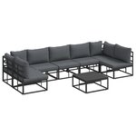 vidaXL Ensemble de canapé de jardin avec coussin 8 Pièces Noir Aluminium