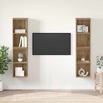 vidaXL Meuble TV mural 4 Pièces Chêne artisan 37 x 37 x 72 cm