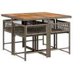 vidaXL Ensemble à manger de jardin 5 Pièces coussins gris résine tressée