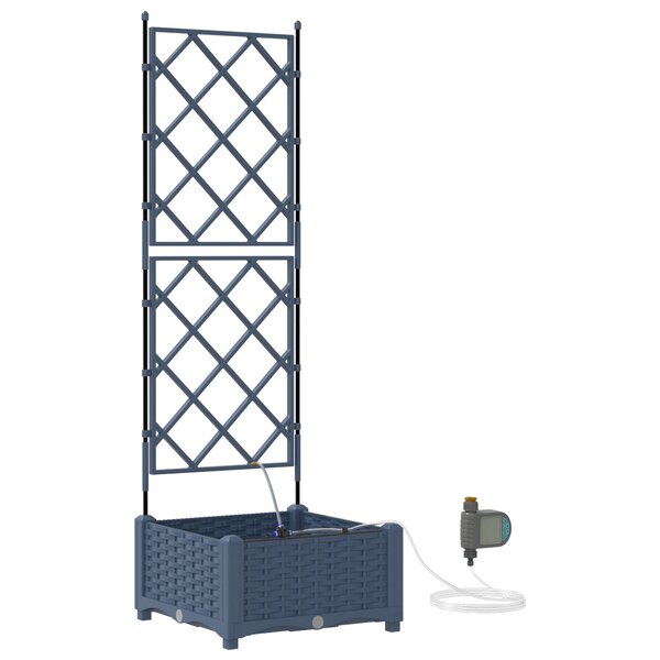 vidaXL Cache-pot de jardin Treillis Gris 40 x 40 x 126cm Plastique