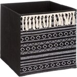 Boîte de rangement/tiroir pour meuble en tissu 31x31 cm - Ethnique pompon