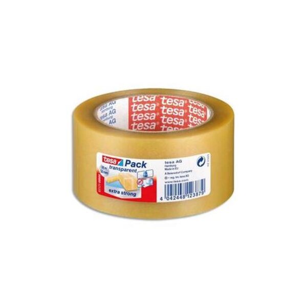 Ruban adhésif pvc colle caoutchouc naturel 65 microns  h50 mm x l66 m transprent tesa