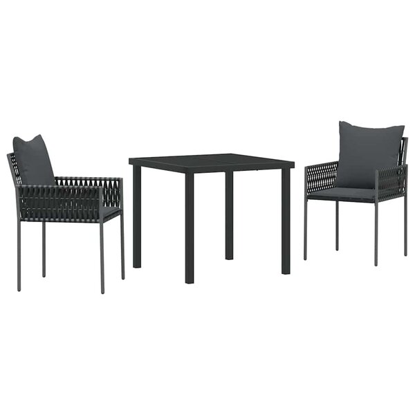 vidaXL Ensemble de salle à manger pour jardin 3 Pièces Noir et gris