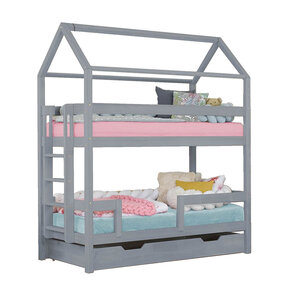 Lit superposé MONTY avec tiroir - gris