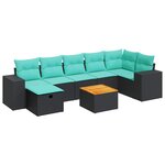 vidaXL Salon de jardin 8 Pièces avec coussins noir résine tressée