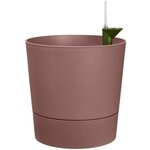 Pot de dleurs Rond GREENSENSE AQUA CARE - Plastique Réservoir - Avec roulettes - Ø 30 x 29.1 cm - Brun Argile