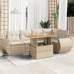 vidaXL Salon de jardin avec coussins 6 Pièces beige résine tressée