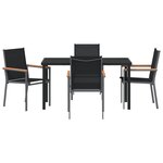 vidaXL Ensemble de salle à manger de jardin 5 pièces Noir Textilène et Acier