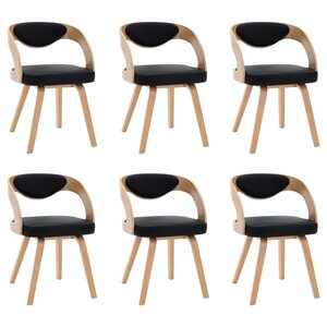 vidaXL Chaises à manger lot de 6 noir bois courbé et similicuir