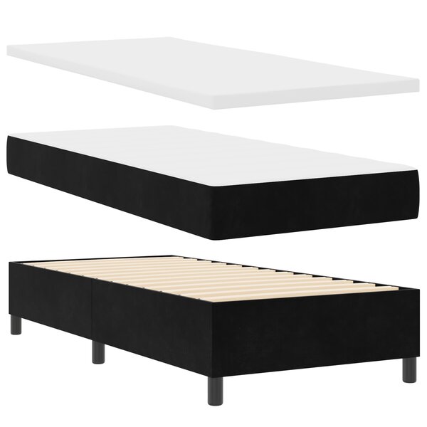 vidaXL Lit avec sommier et matelas & banc Noir 100x200 cm Velours