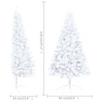 vidaXL Demi-arbre de Noël artificiel pré-éclairé et boules blanc 120cm