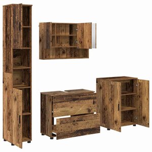 vidaXL Ensemble de mobilier de salle de bain 4 Pièces Bois Ancien