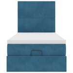 vidaXL Cadre de lit ottoman avec matelas bleu foncé 90x190 cm velours