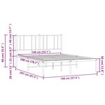 vidaXL Cadre de lit métal sans matelas avec tête de lit noir 140x200cm