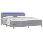 vidaXL Lit à ressort LED avec matelas Gris clair 200 x 200 cm tissu