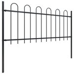 vidaXL Clôture de jardin avec dessus en cerceau Acier 1 7 m Noir