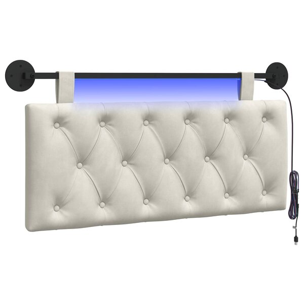vidaXL Tête de lit suspendue Crème Velours