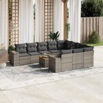 vidaXL Salon de jardin 11 Pièces avec coussins gris résine tressée