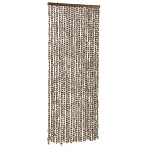 vidaXL Rideau anti-mouches taupe et blanc 100x230 cm chenille