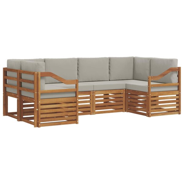 vidaXL Ensemble de canapés d'extérieur 6 pc Gris Naturel et Clair