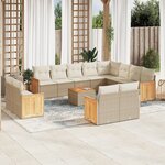 vidaXL Salon de jardin avec coussins 13 Pièces beige résine tressée