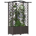 vidaXL Lit Élevé avec Treillis et Toit Marron 122 x 40 x 138 cm PP