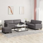 vidaXL Ensemble de canapés 3 Pièces gris similicuir