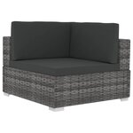 vidaXL Chaises d'angles lot de 2 avec coussins Résine tressée Gris