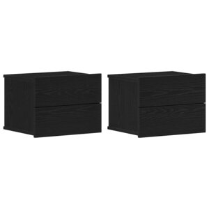 vidaXL Cabinet de chevet avec tiroir 2 Pièces Chêne noir 40 x 30 x 30 cm