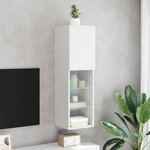 vidaXL Meuble TV avec lumières LED blanc 30 5x30x102 cm