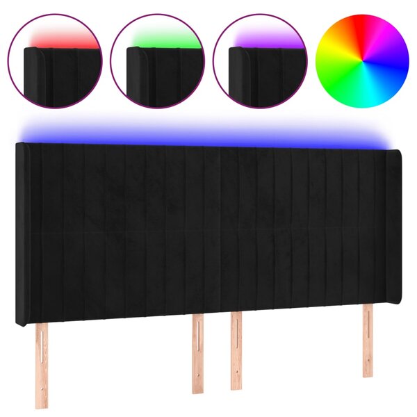 vidaXL Tête de lit à LED Noir 183x16x118/128 cm Velours