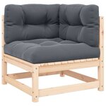 vidaXL Canapé d'angle de jardin coussins anthracite Bois de pin massif