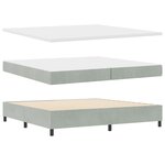Lit Box Spring avec Matelas gris clair 200x200 cm en Velours