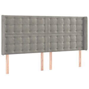 vidaXL Tête de lit avec oreilles Gris clair 203x16x118/128 cm Velours