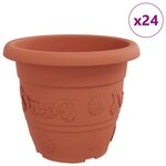 vidaXL Pot à fleurs rond 24 pc Rouge brique Ø 34 x 28 cm Plastique